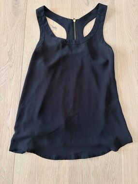 Express Black Racerback Tank with Back Gold Zipper